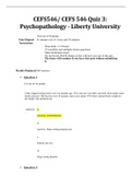 CEFS546/ CEFS 546 Quiz 3: Psychopathology - Liberty University | Download To Score An A