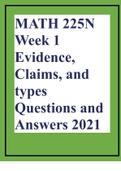 MATH 225N Week 1 Evidence, Claims, and types Questions and Answers 2021