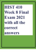 HIST 410 Week 8 Final Exam 2021 with all the correct answers