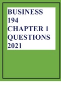 BUSINESS 194 CHAPTER 1 QUESTIONS 2021
