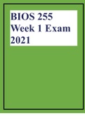 BIOS 255 Week 1 Exam 2021