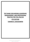 Test Bank for Nursing Leadership Management and Professional Practice for the LPN LVN in Nursing School and Beyond 4th Edition by Anderson