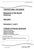 Research in the Social Sciences-Tutorial Letter 