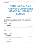 CSTU 101 Quiz 7 ALL ANSWERS GUARANTEE GRADE A+  2020/2021 EDITION