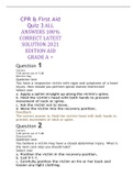 CPR & First Aid Quiz 3   ALL ANSWERS 100% CORRECT LATEST SOLUTION 2021 EDITION AID GRADE A +