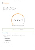 Elsevier Adaptive Quizzing - Quiz performance Disaster Planning.