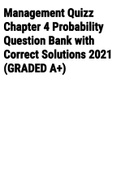 Exam (elaborations) Management Quiz Chapter 4 Probability Question Bank with Correct Solutions 2021 