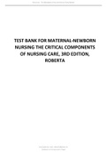 Maternal Newborn Nursing The Critical Components Of Nursing Care, 3rd Edition, Roberta Durham, Linda Chapman All Chapters Latest Test Bank.