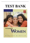 INSTRUCTOR’S MANUAL WITH TEST BANK BY MARGARET W. MATLIN’S FOR THE PSYCHOLOGY OF WOMEN SEVENTH EDITION (2012)
