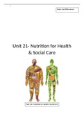 Unit 21 – Nutrition for Health and Social Care - Health and Social Care – P3,M2,D1,M3,D2 – Task 2 & 3 - Extended Diploma