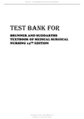 TEST BANK FOR BRUNNER AND SUDDARTHS TEXTBOOK OF MEDICAL SURGICAL NURSING 14TH EDITION UPDATED
