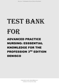Advanced Practice Nursing Essential Knowledge for the Profession, 3rd Edition Susan M. DeNisco Latest Test Bank.
