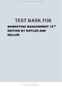 Marketing Management 15th Edition by Kotler and Keller Latest Updated Test Bank.
