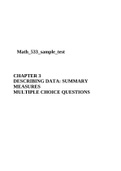 Math_533_sample_test CHAPTER 3 DESCRIBING DATA: SUMMARY MEASURES MULTIPLE CHOICE QUESTIONS
