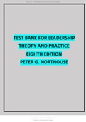 Latest Test Bank for  Leadership: Theory and Practice ( 8th Edition ). by Peter G. Northouse
