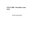 ENVS 1000 - December exam prep York University