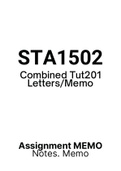 STA1502 (Exam Questions, MCQ Answers, Tut201 Memos)