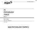 PSYCHOLOGY 7181/2 Paper 2 Mark scheme Specimen Material