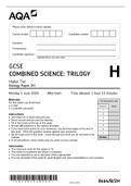 AQA  GCSE SCIENCE BIOLOGY 2020 PAPER 2 QP