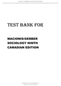 TEST BANK FOR MACIONIS GERBER SOCIOLOGY NINTH CANADIAN EDITION.