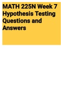 MATH 225N Week 7 Hypothesis Testing Questions and Answers (MATH225N) 