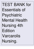TEST BANK for Essentials of Psychiatric Mental Health Nursing 4th Edition Varcarolis Nursing