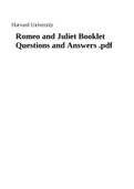 Romeo and Juliet Booklet Questions and Answers