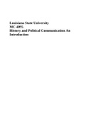 Louisiana State University MC 4095 History and Political Communication An Introduction