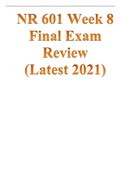 NR 601 Week 8 Final Exam Review (Latest 2021)