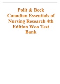 Polit and Beck Canadian Essentials of Nursing Research 4th Edition Woo Test Bank