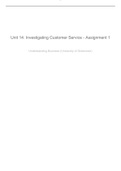 Unit 14 Investigating Customer Service - Assignment 1
