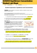 Exam (elaborations) GIZMOS Equilibrium Concentration Student Lab Sheet 