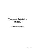 Samenvatting - Theory of Relativity ( TN2612) - Minor Modern Physics