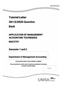 MAC3701 QUESTION BANK (APPLICATION OF MANAGEMENT ACCOUNTING TECHNIQUES)