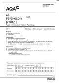 AS PSYCHOLOGY (7181/1) Paper 1 Introductory Topics in Psychology