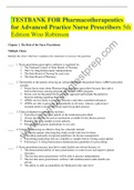 TESTBANK FOR Pharmacotherapeutics for Advanced Practice Nurse Prescribers 5th Edition Woo Robinson 