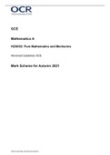 H230/02: Pure Mathematics and Mechanics Advanced Subsidiary GCE Mark Scheme AND QUESTIONS for Autumn 2021