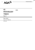 AQA AS PSYCHOLOGY 7181/1 Paper 1 Mark scheme Specimen Material