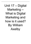 Unit 17 – Digital Marketing – What is Digital Marketing and how is it used? 