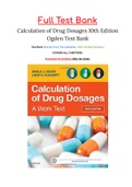 Calculation of Drug Dosages 10th Edition Ogden Test Bank ISBN: 9780323310697