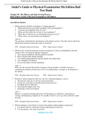 Seidel’s Guide to Physical Examination 9th Edition Ball Test Bank.Answers and cheat sheets PDF