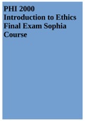 PHI 2000 Introduction to Ethics Final Exam Sophia Course