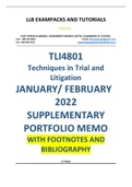 TLI4801 SUPPLEMENTARY PORTFOLIO MEMO 2022 JANUARY/FEBRUARY  