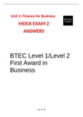BTEC Level 1/Level 2 First Award in  Business|Unit 2: Finance for Business MOCK EXAM 2 ANSWERS | 2022 update