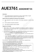 AUE3761 COMPULSORY ASSIGNMENT 01 2022