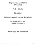 Engineering Mechanics Dynamics RC Hibbeler 6th edition Solution manual 