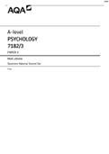 A-level PSYCHOLOGY 7182/3 PAPER 3 Mark scheme Specimen Material Second Set