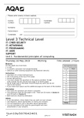 AQA Level 3 Technical Level IT: CYBER SECURITY IT: NETWORKING IT: PROGRAMMING IT: USER SUPPORT Unit 1 Fundamental principles of computing| QUESTIONS ONLY 