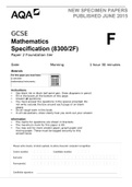 AQA GCSE Mathematics Specification (8300/2F) Paper 2 Foundation tier | QUESTIONS ONLY