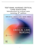 Test bank :intoduction to critical care nursing, 8th edition, Mary Lou Sole, Deborah Klein, Marthe Moseley